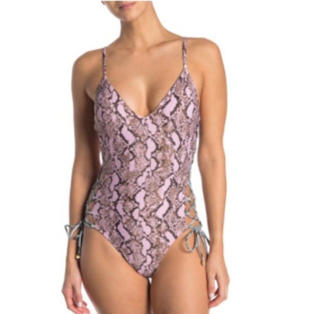 Rachel Rachel Roy pink Snake Print  one piece Swimsuit size M